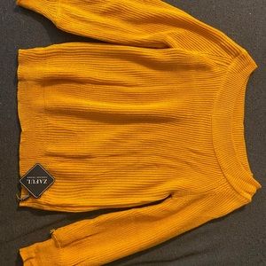 Yellow off shoulder sweater